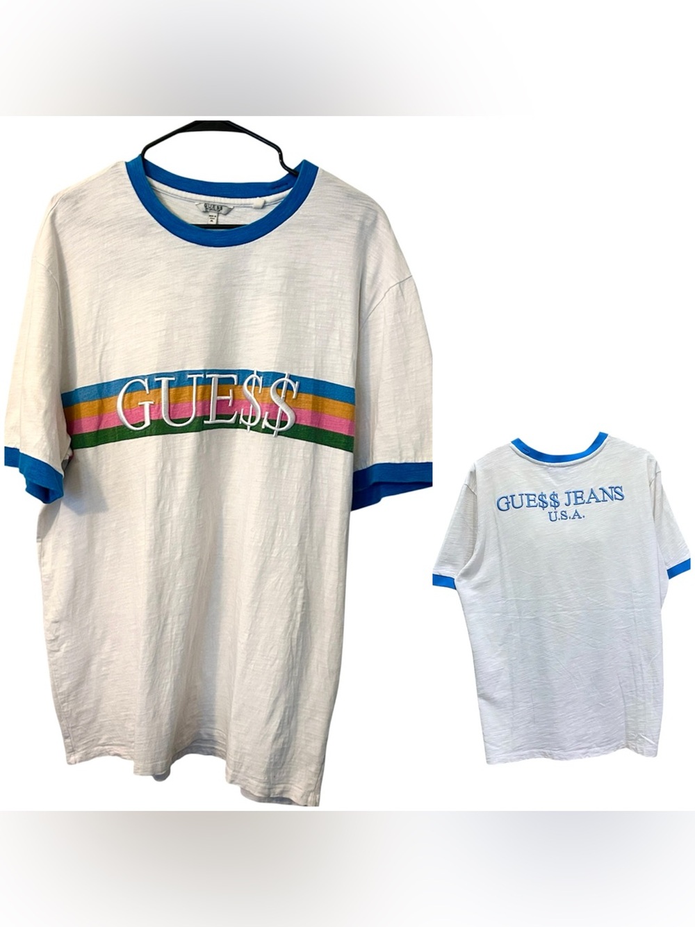 2017 A$AP Rocky x Guess Originals GUESS Club Embroidered Striped Unisex T-Shirt